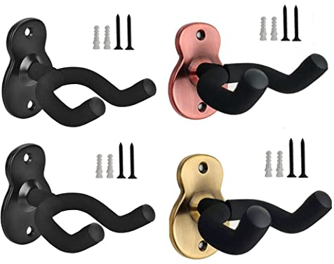 Hitopin 4 Stück Gitarren-Wandhalterung, Metall-Gitarren-Aufhänger, Gitarrenhalterungen, Metall-Gitarrenhalter, Gitarrenhalterung mit Schutzschwamm, Wand Gitarrenhalter, für Bass/Gitarre/Banjo/Ukulele