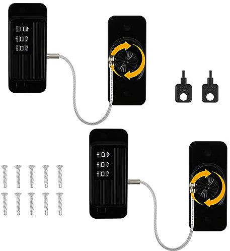 2 x Kühlschrankschloss ohne Bohren mit Code 360° Drehbar für Kinder unter 5 Jahren, Geeignet für Kühlschränke, Waschmaschinen, Schränke, Kleiderschränke, Toiletten, Weinkühler, Fenster