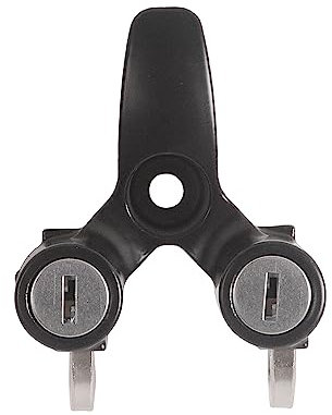 Oldbones Lucchetto per casco da moto con doppio gancio, blocco di sicurezza per moto, bicicletta o scooter, antifurto (nero)
