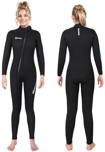 Owntop 5mm Neoprene Wetsuit for Women - Full Diving Suits Stretch Long Sleeve One Piece Dive Skin Front Zip UPF50+ Thermal Thicken Swimwear for Scuba Surfing Snorkeling, L