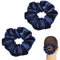 2 Stück Haargummi Seide,Haar Dickes Satin Scrunchies Haarband Elastisch Blue,Damen Weich Skrunschis,Groß Samt Haargummis,Headband Set,Stylische Frauen Elastisches,Hair Stirnband für Afro Lockiges