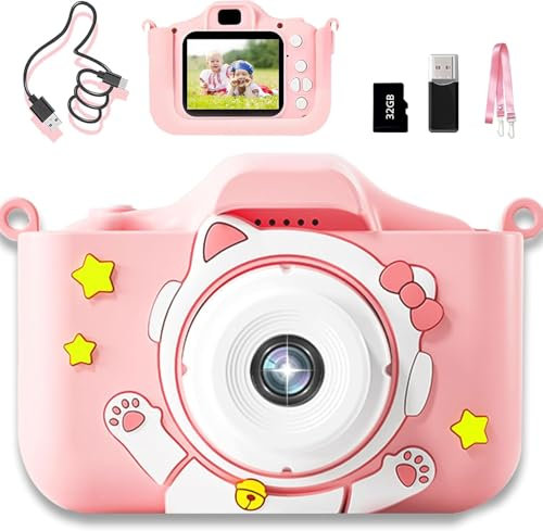 Lnicez Kinderkamera 48MP Doppellinse 1080P Video digitalkamera für 3-12 Jahre Jungen und Mädchen - fotoapparat Kinder Weihnachts Geburtstags Geschenk 32GB-Karte