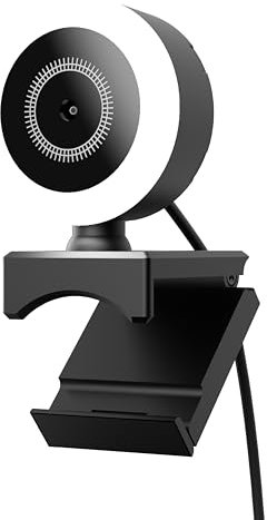 Mobility Lab ML301310 - Webcam con Cable USB - Full HD, sin Tornillos Universal Integrado, micrófono Integrado, Anillo LED Ajustable, Plug and Play - Compatibilidad macOS y Windows