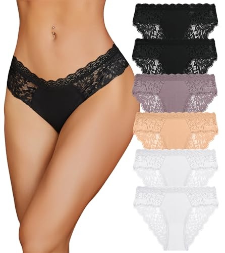 READY TO LOVE Mutande Donna Cotone Slip Donna Pizzo Sexy Culotte Donna Intimo Donna Seducente Set Mutandine Donna Vita Bassa Underwear Pacco da 6
