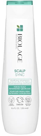 Biolage Klärendes Shampoo für alle Haartypen, Gegen fettiges Haar und fettige Kopfhaut, Mit fermentiertem Tee und Glykolsäure, Entfernt Ablagerungen und Rückstände, Vegan, Scalp Sync, 1 x 250 ml