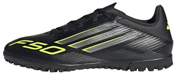 adidas Unisex F50 Club Turf Football Boots Fußballschuhe, core Black/Iron met./Lucid Lemon, 43 1/3 EU