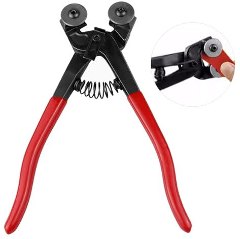 205mm Mosaikzange Hartmetall Fliesenzange Glaszange Keramikfliesen-Schneidzange mit zwei Wolframkarbid-Abtasträdern Brechzange für Glas, Buntglas, Mosaik-Fliesen-Arbeitswerkzeug(Rot)