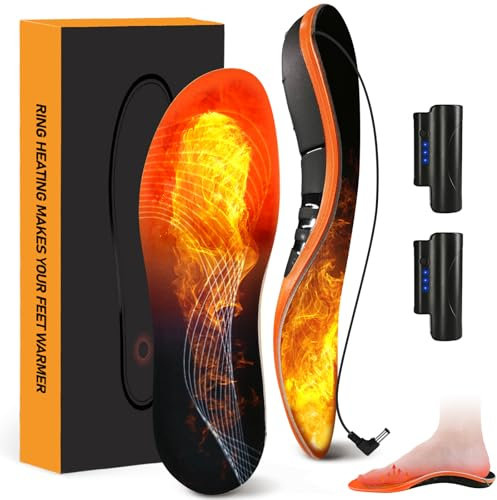 Beheizbare Einlegesohlen, Orthopädische Einlegesohlen Thermosohlen Akkubetrieb, für Plattfüße, Fußwärmer WinterWärmesohlen für Wandern,Camping, geeignet für Sport und Arbeitsschuhe (S 38-40)