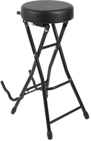 Klappbarer Gitarrenhocker, 29,1 Zoll hoher Gitarrenstuhlsitz mit gepolstertem Sitz, eingebauter Gitarrenständer, Klappstuhl für akustische E-Bassgitarren