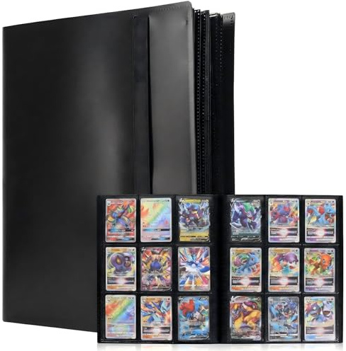 Album Raccoglitore di Carte Collezionabili, Raccoglitores Album 360 Tasche, Libro Porta Cartes 360 Cartes, Raccoglitore per Carte di Calcio da Collezione YuGiOh TCG MTG, 20 Pagine, Nero
