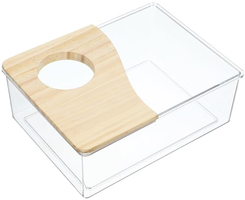 Acrylic Hamster Sand Bath Box Semi-Cover 20x15x8cm Small Pets Shower Room Toilet for Hamsters and Small Rodents