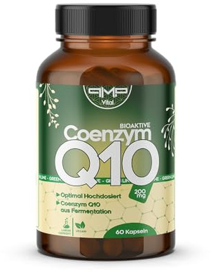 PMP-Europe® Coenzym Q10 200 mg je Kapsel – 60 Kapseln, Vegan und in Deutschland produziert, laborgeprüft. Mit bioidentischem Ubichinon aus pflanzlicher Fermentation