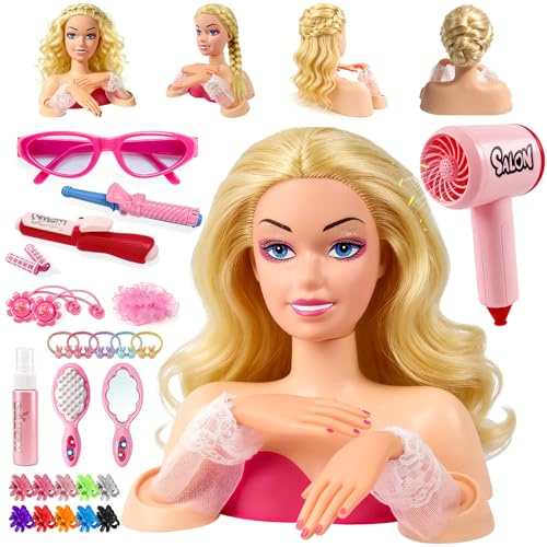 ACCXFEK Doll Head for Hair Styling Kids,Pretend Play Hair Salon Toys,Mannequin Head for Girls,Ideas Birthday Gifts for 3 4 5 6 7 8-10 Year Old Girls