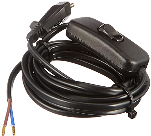 Kopp 140305098 Euro-Zuleitung 2 m, mit Zwischenschalter, schwarz, 2m