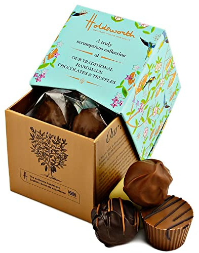 Holdsworth Chocolates Gift Box Traditional Handmade Milk, Dark and White Assorted Handmade Truffles, Pralines, Caramels & Creams 55g Mother's Day Chocolate Box