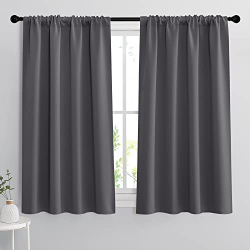 RYB HOME Grey Blackout Curtains for Kitchen Bedroom Bathroom Window