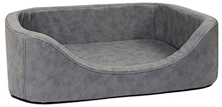 CopcoPet Hundebett Stella Orthopädisch XL 100 x 80 x 10 cm Antik Grau – Kunstleder, rutschfest & pflegeleicht – Für mittelgroße Hunde, perfekt als Liegeplatz im Wohnzimmer oder Schlafbereich