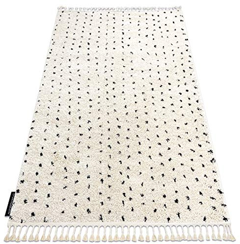 rugsx Läufer, Teppich Berber Shaggy, Franse, marokkanischer Stil, für die Küche, Halle, Korridor, SYLA B752 Creme 60x300