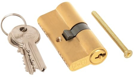 Aqbau® Profilcylinder mässing 35/35 mm – 3 nycklar – standard dörrcylinder för ytterdörr, lägenhet, garage och trädgårdshus – robust låscylinder för inomhus- och utomhusbruk – korrosionsbeständig och
