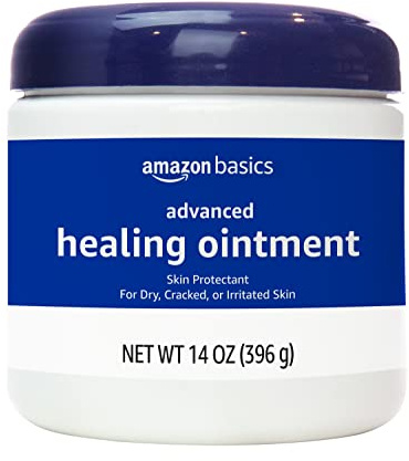 Amazon Basics Healing Ointment & Skin Protectant for Dry & Cracked Skin, Chapped Lips, Minor Cuts and Scrapes, Moisturizing Barrier Cream, Fragrance Free, 14 oz, 1-Pack
