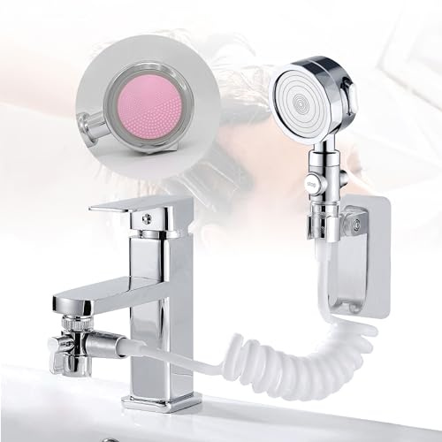 Doccetta Per Lavandino Bagno Set Soffione Doccia per Lavandino Tubo Telescopico per Rubinetto Doccetta Per la Pulizia di Capelli Lavandino e Animali Domestici(Manuale di Istruzioni Incluso)