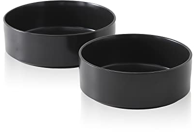 Stone Lain Celina Stoneware 2-Piece Serving Bowl Set, Black Bowls, Minimalist Dinnerware, Dish Set, Tall Rim, Microwave & Dishwasher Safe, Casual Tableware
