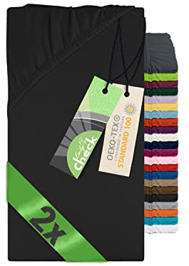 Emily´s Check 2er-Pack Spannbettlaken für Lauf-, Krabbelgitter und Reisebett 1493.2123, 75 x 100 cm, schwarz