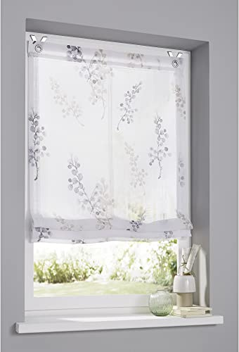 Tenda a pacchetto stampata semitrasparente con gancio per finestra in acciaio inox, montaggio pratico senza foratura, filtro luce, motivo tortora, 45 x 140 cm