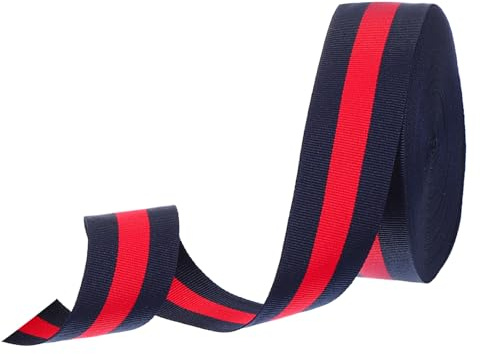 PATIKIL 1-5/8 Nastro Grosgrain a Righe Blu Navy e Rosso, 25 Iarde Tessuto Poliestere Nastro a Righe Artigianato Design a Doppio Faccia per Fare Fiocchi Confezioni Regalo Natalizie