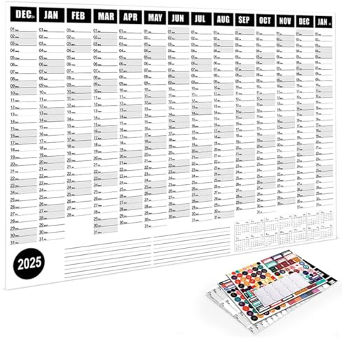 SURALIN Calendario 2025 Calendario de pared XXL (74,2 x 52,5 cm) - plegable en formato póster, planificador de pared calendario anual calendario de póster