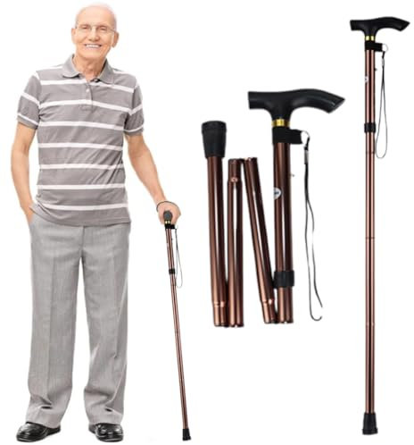 Bastone da Passeggio Pieghevole,Bastone da Viaggio Portatile, Bastone da Passeggio Regolabile per Anziani e Adulti, Ausilio per la Mobilità per Uomo e Donna, Bastoncino da Viaggio Portatile