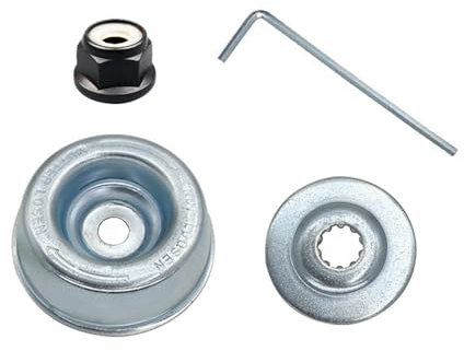 SEIWEI Kit adaptador de cuchilla para cortacésped de jardinería, arandela de empuje, placa de conductor, tuerca de cuello, llave Allen, adecuado para la mayoría de desbrozadoras