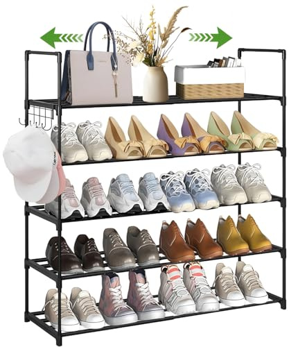 Yowmina Scarpiera a 5 Livelli in Metallo, Scarpiera Salvaspazio, Scarpiera Salvaspazios, Organizzatore di Scarpe Regolabile, Scarpiere Sottile Salvaspazio per Corridoi, Camere da Letto e Ingressi