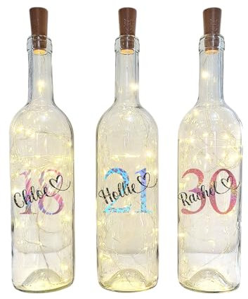 Personalised Birthday Light Up LED Wine Glass Bottle Gifts for Her/Him Girl/Boy Women/Men, Bestie 13th 16th 18th 21st 30th 40th 50th 60th 70th 80th Any Age, Party Decoration Keepsake Present Idea