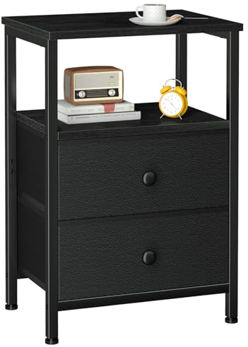 LOAKEKEL Bedside Table, Side Table with 2 Fabric Drawers, Sofa Table