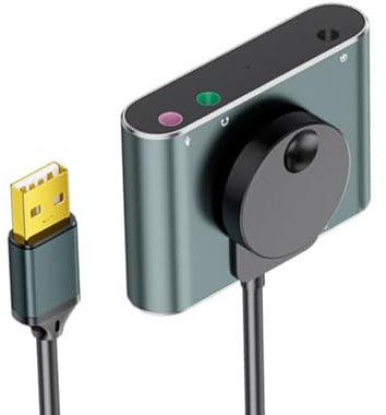 MHADBKH Tarjeta Sonido USB con Volúmenes Control USB A 3.5 Mm Tarjeta Sonido Externo Estéreo para Auriculares para Computadora Portátil PC