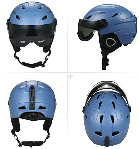 Topyond Casco de esquí,Casco para Deportes de Nieve para Hombres y Mujeres,Casco de monopatín con Gafas, Forro extraíble y Almohadillas para los oídos (Vert Clair Avec Des lunettes)