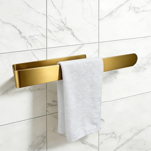 Porte Serviette Salle de Bain 35cm Porte Serviettes Murale À Coller | Porte Serviettes Sans Perçage Porte Serviette Auto Adhésif Acier Inoxydable Design Moderne Or pour Cuisine Lavabo Toilette