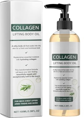 Olio per il corpo lifting al collagene, olio nutriente per pelli mature, oli illuminanti, idratante rassodante non grassa da 100 ml, per collo, petto, braccia, gambe