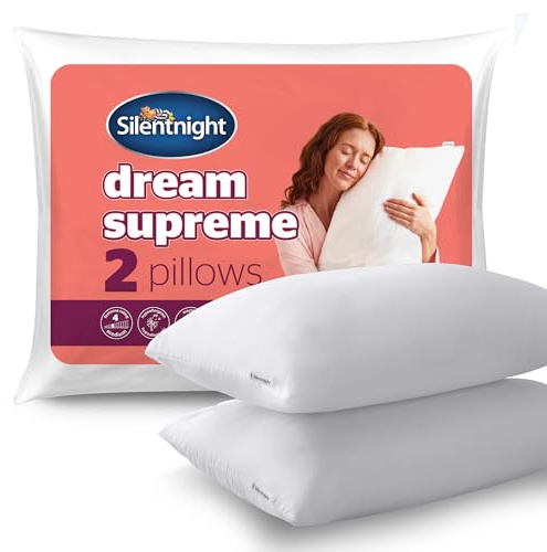 Silentnight Dream Supreme Pillows 2 Pack | Cloud-Like Comfort for Front, Back & Side Sleepers, Medium Soft Support, Soft Touch Hypoallergenic Covers, Machine Washable