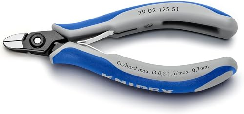 KNIPEX Präzisions-Elektronik-Seitenschneider z. B. zum Öffnen von Kunststoff-Kabelverbindernmit Mehrkomponenten-Hüllen 125 mm, 79 02 125 S1