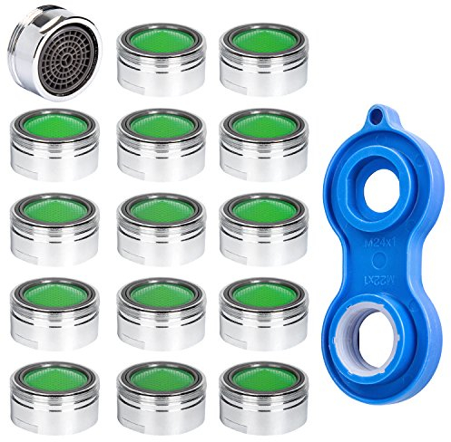 ZITFRI 15 Stück Strahlregler M24 Luftsprudler für Wasserhahn, Mischdüse mit ABS-Filter inkl. Mischdüsenschlüssel