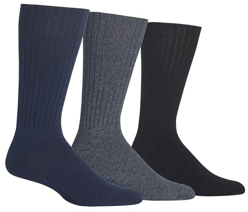 Chaps Men's Assorted Rib Dress Crew Socks (3 Pack), denim Shoe Size 6-12/Sock Size 10-13