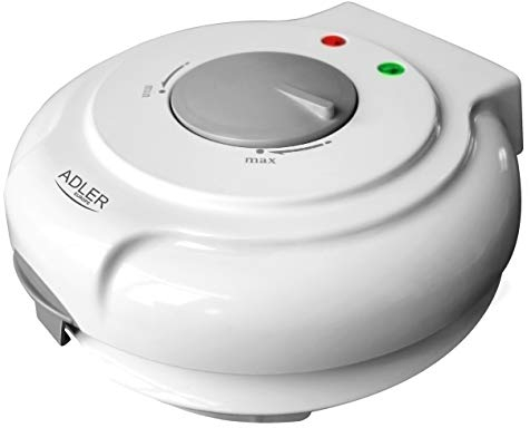 ADLER AD3038 Maquina para Barquillos, Diámetro 18 cm Placas Antiadherentes, Regulador de Temperatura, Conos para Helado, Wafer Maker Blanco, 1500W