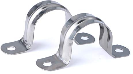 newlng Ø 5/8 / 16mm-20pcs Pipe Strap Clamp 304 Stainless Steel Pipe Clips Two Hole Tube Strap Tension Clips U-Tube Clamp Saddle Clips Connecting Ring Hose Clamp Card