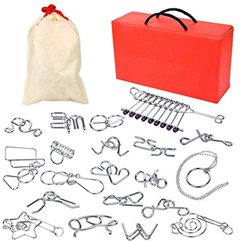 Chonor 20 Stück Mini Denkspiel Knobelspiel Set aus Metall, IQ Spiele Metall-Knobelei 3D Puzzle Geduldspiele Logikspiele Rätsel Brainteaser Intelligenz Pädagigisches Spielzeug für Kinder Erwachsene