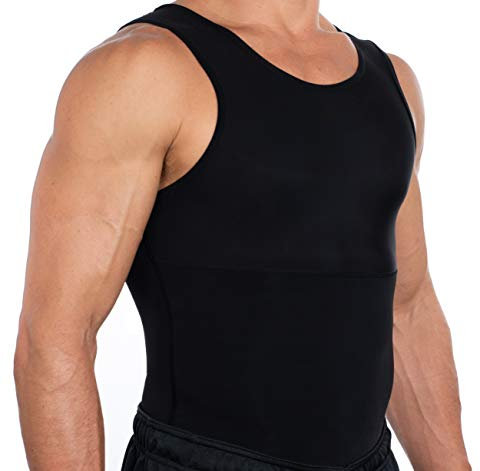 Esteem Apparel Neues Männer Brust Kompression Shirt Abnehmen Body Shaper Unterhemd zu verbergen von Gynäkomastie (schwarz, xl)
