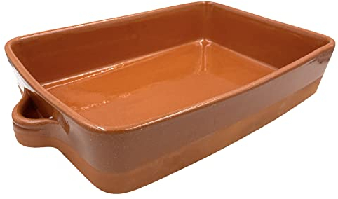 Cazuela bandeja besuguera tartera olla rectangular alta en barro esmaltado (nº 37-37 x 26 x 8.5 cms)