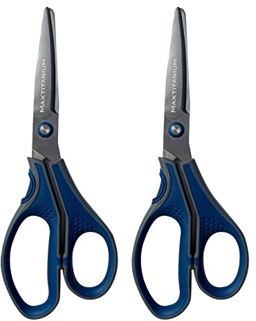 Woots MaxTitanium 8 Non-Stick Scissors with Dual Curved Technology HD for Shipping Office School Gardening 2 Pack
