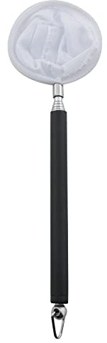 DGZZI Aquarium Fishing Net, Round Black, Stainless Steel, Telescopic Handle, Compact, 4.5-5.0 cm, 46 cm, 25g, Safe for Fish